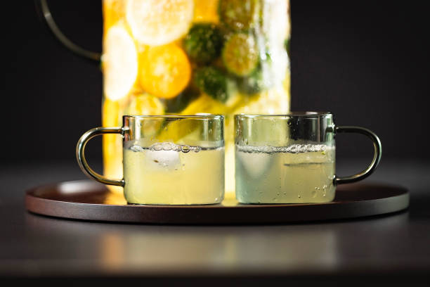 Chilled brewed tea in a glass jar